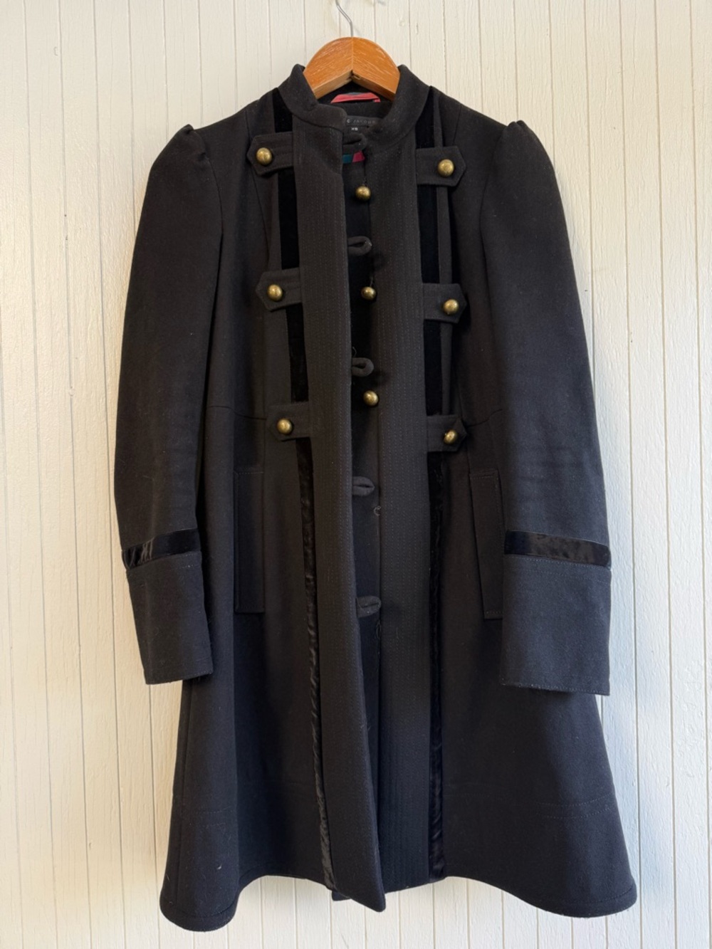 Marc Jacobs Wool Military Style Coat - Velvet details
